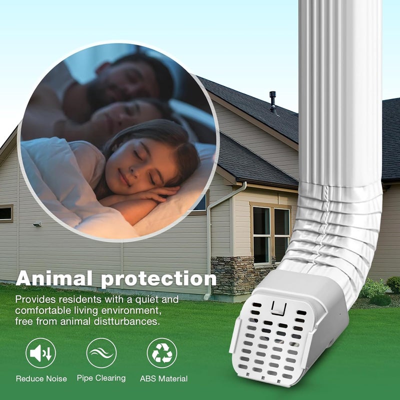 Lebenwell 3"x4" Type-A Gutter Downspout Connector, Outlet Filter and Leaf Guard for Bottom of Downspouts - Image 4